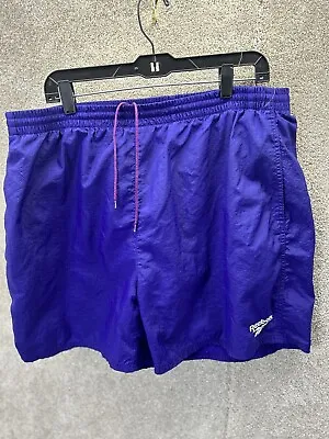 Reebok Swim Trunks Mens XL Purple Lined Nylon Bathing Suit Elastic Waist VTG • $19.98