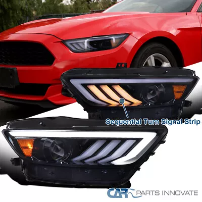 Smoke Projector Headlights + Sequential LED For 2015-2017 Mustang HID/Xenon • $374.95