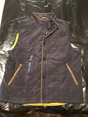 Men’s Tommy Bahama Snap And Zip Closure Vest Blue With Gold Trim Zip Pockets XL • $44.99