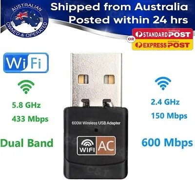 $8.60 • Buy Dual Band USB WiFi Wireless Dongle 600Mbps AC600 Lan Network Adapter 2.4GHz 5GHz