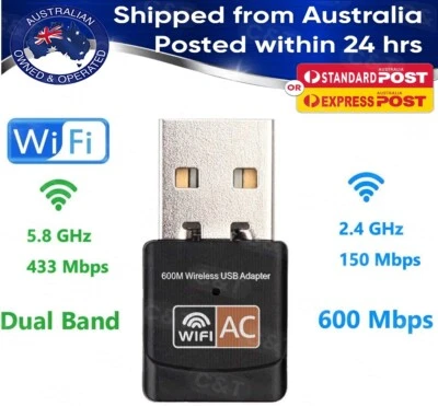$8.60 • Buy Dual Band USB WiFi Wireless Dongle 600Mbps AC600 Lan Network Adapter 2.4GHz 5GHz