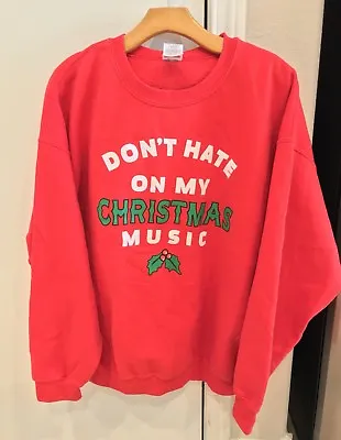 Ugly Christmas Sweater Don’t Hate On My Christmas Music Red Mens XL • $21.88