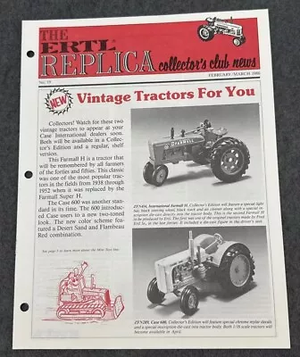 Vtg The Ertl Replica Collectors Club News Newsletter Tractor #19 Feb March 1986 • $4.99