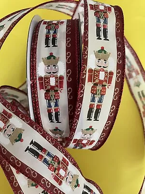 Nutcracker Ribbon Red Scroll Wired 1.5” X 50 Yards Holiday Christmas MembersMark • $26.99