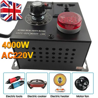 AC 220V 4000W Variable Voltage Regulator Speed Motor Fan Control Controller UK • £13.50