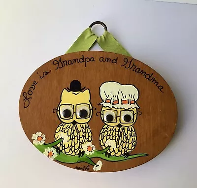 Vintage Owl Wall Plaque Hanging Decor Kitschy Goggle Eyes Grandma Grandpa • $10