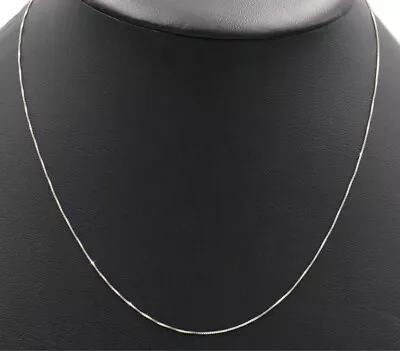 High Shine 10KT White Gold 18  Classic Box Chain Necklace 0.7mm Wide  - 1.10g • $88.95