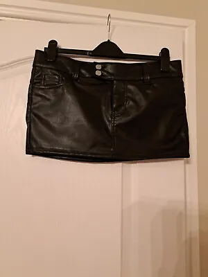 Black Leather Look Mini Skirt Size 12       H  & M NWOT  • £10