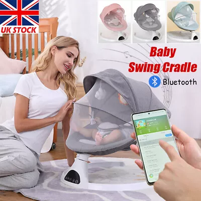 Bluetooth Electric Baby Swing Infant Cradle Bouncer Rocker Chair-Soft Music Toys • £49.50