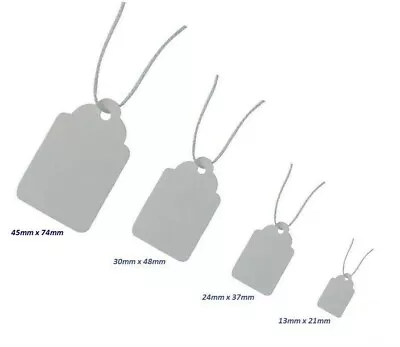 £20.45 • Buy WHITE STRUNG TAGS Swing Tickets TIE ON Jewellery Gift Price Labels SMALL LARGE 