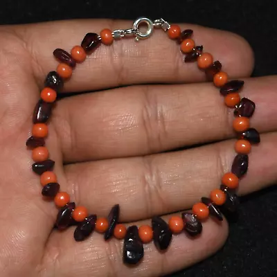 Ancient Roman Garnet Bead Bracelet With Natural Old Coral Beads 3rd Century AD • $280