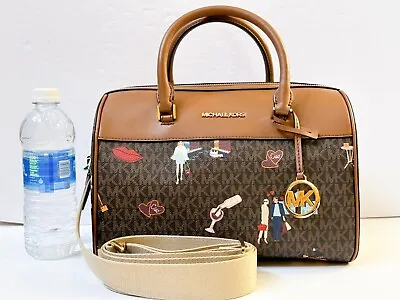 Michael Kors Jet Set Girls Medium Duffle Shoulder Crossbody Bag Mk Brown Multi • $158.88