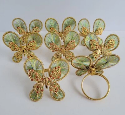 £31.68 • Buy Set 8 Pier 1 Butterfly Napkin Ring Gold Tone Rings Embellished Ornate Garden