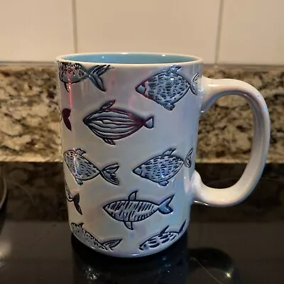 Spectrum Luster Fish Coffee Mug Iridescent Glaze Beach Sea Coastal Nautical • $8.99