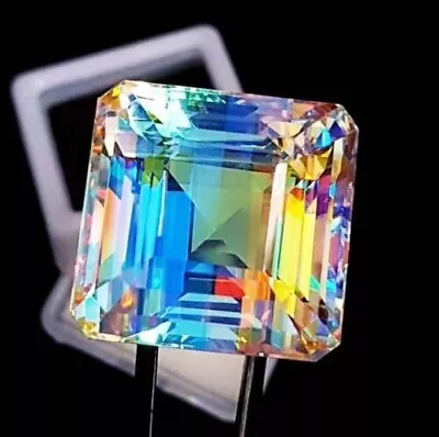 GIE Certified 80.90 Ct Natural Asscher Cut Rainbow Color Mystic Quartz Gemstone • $21.68