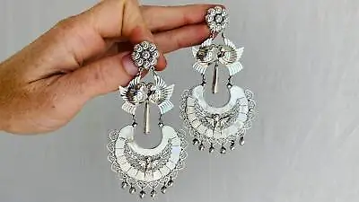 Taxco Filigree Earrings. Sterling Silver. Mexico. Frida Kahlo. 2106 • $240.99