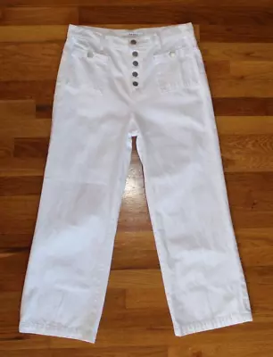 J Brand Joan White High Rise Cropped Wide Leg Jeans Women's 30.5  Measured • $49.46