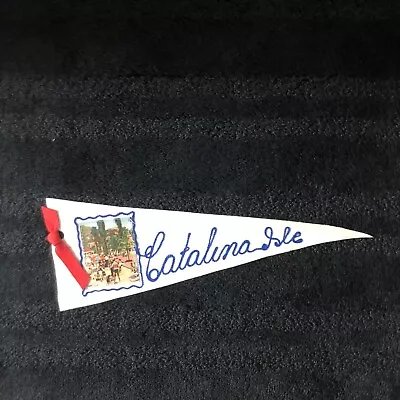 CATALINA ISLE Island Embroidered Felt/Wool Pennant Banner California VTG 1940’s • $65