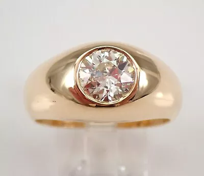 Antique Vintage 14K Yellow Gold 1.30 Ct Diamond Gypsy Solitaire Ring Size 8.5 • $7695