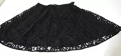 Max Edition Lace Skirt A-line Knee Boho Nylon/Cotton Blend Lined Women's Black 6 • $12.99