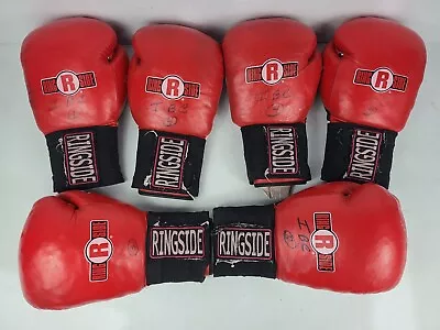 Vintage Ringside IMF Tech Red Boxing Gloves Leather 18oz Pair Lot Of 3 Pairs • $69.97