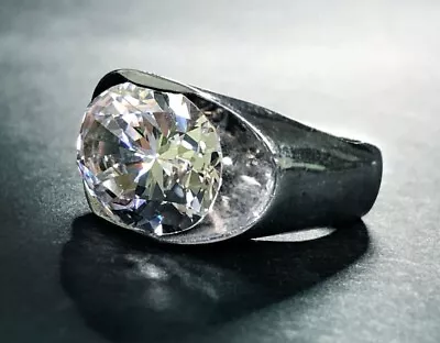 Old ART DECO MODERNIST Men's Pinky Ring Diamond-Cut ROC-CRYSTAL QUARTZ Sterling • $267.99