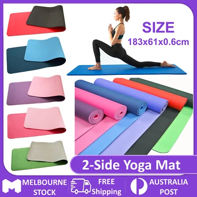 $14.99 • Buy TPE Yoga Mat Eco Friendly Exercise Fitness Gym Pilates Non Slip Dual Layer AU