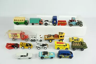 Matchbox Die Cast Lot Of 18 Cars Metallic Racers Tractors Ambulance Bus B19 • $24.50