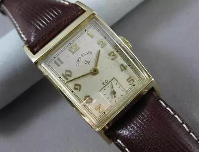 Antique 14kt Yellow Gold Lord Elgin Square Mens Watch Absolutely Amazing! #21575 • £2393.64