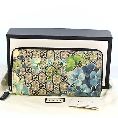 AUTH GUCCI Blooms Round Zipper Long Wallet A3658CY602 • $288