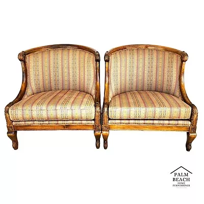 French Provincial Lounge Chairs Oversized By Marge Carson • $3295