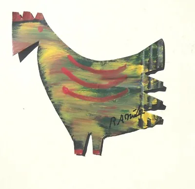 R A Miller ROOSTER Double Sided  On Roofing Tin Georgia Folk Outsider Art. • $348