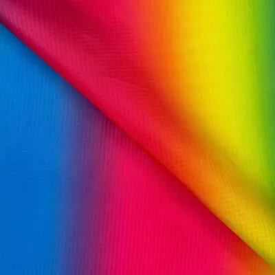 RAINBOW Waterproof Outdoor Ripstop Print Nylon Fabric Material 150cm Wide • £4.99