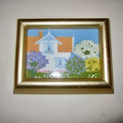 NORWEGIAN Porsgrund Framed Art Tile House Scene Anne Marie Odegaard Norway • $42