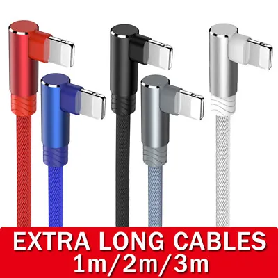 $9.99 • Buy 1M 2M 3M Lead For Apple IPhone IPad 90° Elbow USB Data Fast Charge Charger Cable