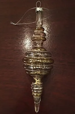 Mercury Glass Ball Glass Finial Ornament Gold & Silver - Large 7 1/2 Inch - NEW • $14.99