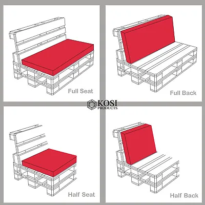 Pallet Seating Cushion Pads Outdoor Garden Furniture Water Resistant Red • £79.99