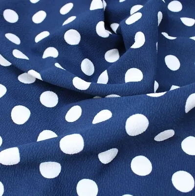 £10.95 • Buy New 3 Metre Premium Quality Polka Cotton Feel Jersey Fabric 55  Wide Navy