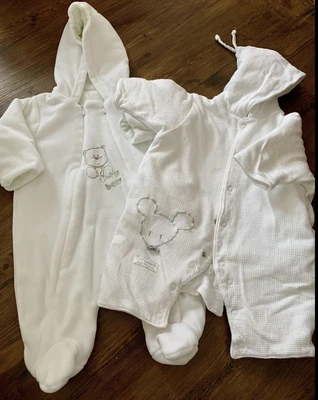 £4 • Buy 2 Fleece/Padded Baby Sleepsuits Mamas & Papas Mothercare Newborn 0-3 Months 