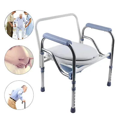 150kg Toilet Chair With Toilet Bucket Shower Chair Commode Seat Toilet Aid White • £114.10