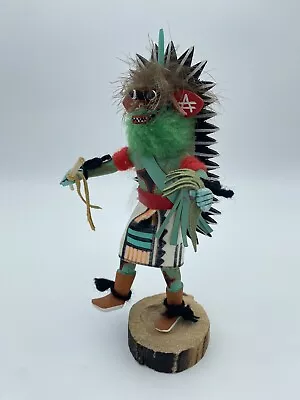 Hopi Ahote Kachina Blue Dancer 8” Signed Wood Carved Eyes & Mouth Vintage • $75