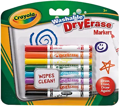 Crayola - Dry Erase Wipe Clean Washable Marker Pens Pack Of 8 • £7.75