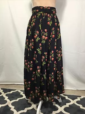 POINT SUR J.Crew $128 Floral Lined Maxi Skirt In Crinkle Chiffon Navy Sz 00 BOHO • $23.98