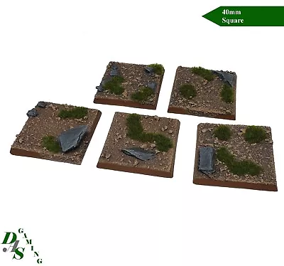 40mm Square Resin Scenic Bases Dirt/Grass Plains Warhammer Wargames • £8.79