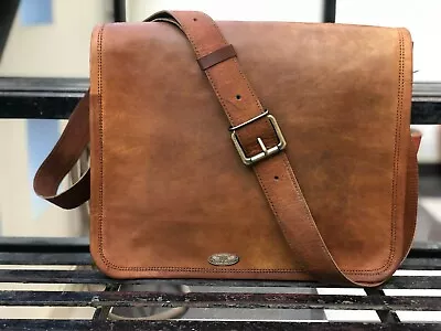 Genuine Goat Leather Men's Shoulder Crossbody Messenger Bag Satchel • $94.05