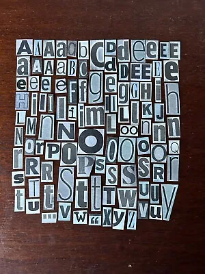 Grey Black Ransom Letters Alphabet Craft Supply Decoupage Ephemera Junk Journals • £1.99