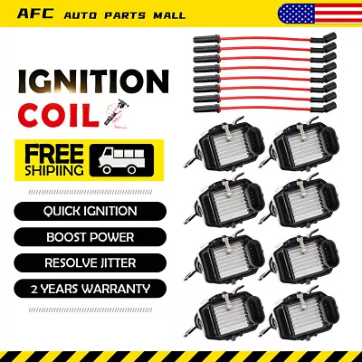 UF262 8PCS Ignition Coils + 8X Spark Plugs Wire For GMC Chevy 4.8L 5.3L 6.0L • $95.37