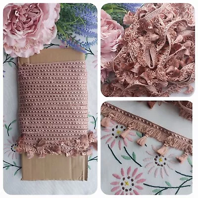 Dusky Pink Tassel Trimming Bullion Braid Edging Soft Furnishings 6 Metres 90cm  • £14.99