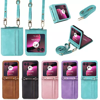 For Motorola Razr 40 Ultra Fashion Women Lanyard Leather Card Slot Phone Case • $13.99