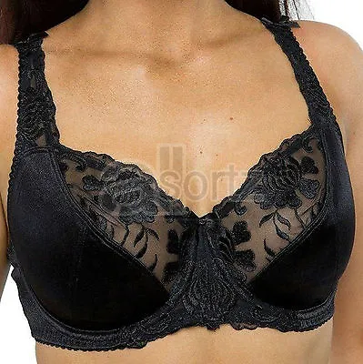 Ladies Black Bra Full Cup Underwired Reg & Plus Size Women Firm Hold New Girl UK • £13.95